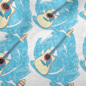 Blue Electric Guitar Minky