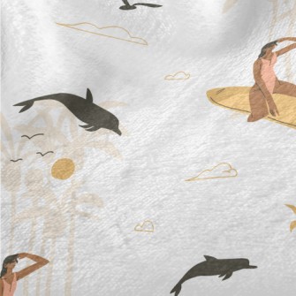 Surfing Season Illustration Minky