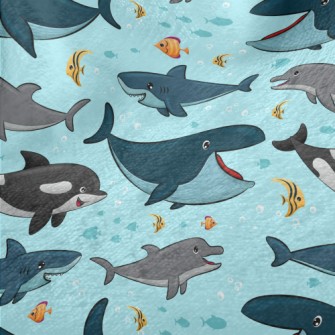Cartoon Smiling Marine Life Minky