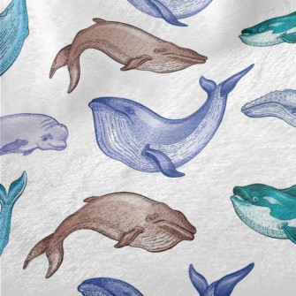 Colorful Whale Illustration Minky