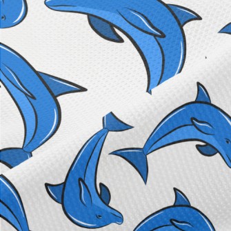 Blue Dolphin Pattern Piqué