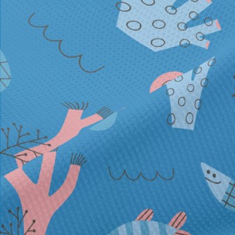 Cartoon Cute Marine Life Piqué