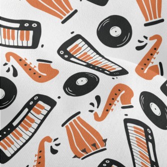 Hand Drawn Jazz Doodles Lightweight Performance Linen