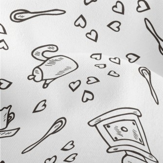 Hand Drawn Love Coffee Lightweight Performance Linen