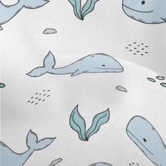 Hand Drawn Cute Whale Lightweight Performance Linen
