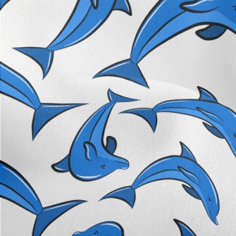 Blue Dolphin Pattern Lightweight Performance Linen
