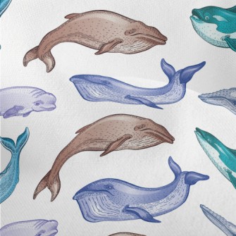 Colorful Whale Illustration Lightweight Performance Linen