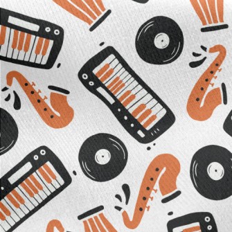 Hand Drawn Jazz Doodles Jersey Backed Fleece