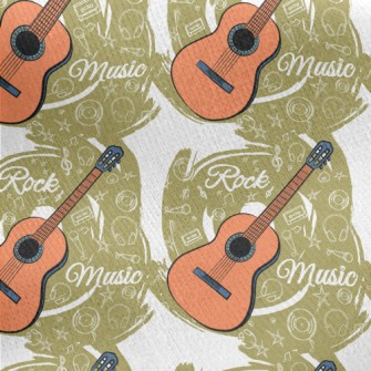 Guitar And Rock Jersey Backed Fleece