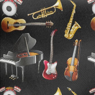 Common Musical Instrument Patt Jersey Backed Fleece