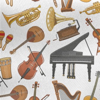 Classic Retro Musical Instrume Jersey Backed Fleece