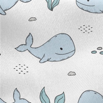 Hand Drawn Cute Whale Jersey Backed Fleece