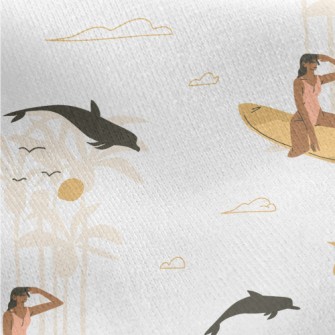 Surfing Season Illustration Jersey Backed Fleece