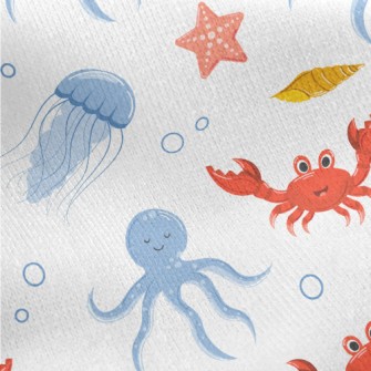 Cute Underwater Animals Jersey Backed Fleece