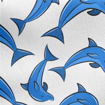 Blue Dolphin Pattern Jersey Backed Fleece
