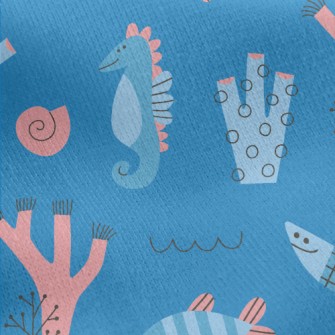 Cartoon Cute Marine Life Jersey Backed Fleece