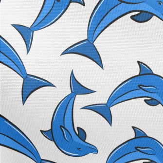Blue Dolphin Pattern Pongee