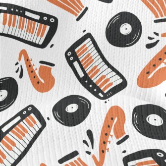 Hand Drawn Jazz Doodles Stretch Jersey