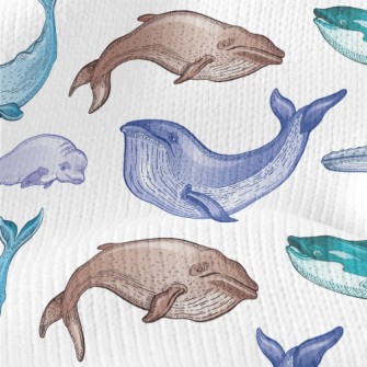 Colorful Whale Illustration Stretch Jersey