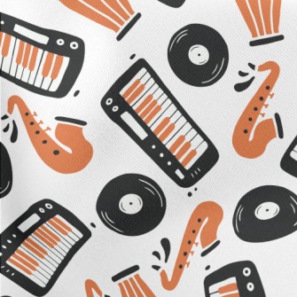 Hand Drawn Jazz Doodles Lightweight Cotton Poplin