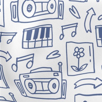 Music Player Doodle Lightweight Cotton Poplin