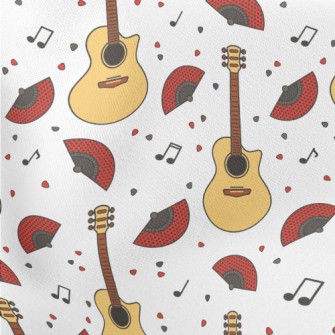 Fan And Guitar Lightweight Cotton Poplin