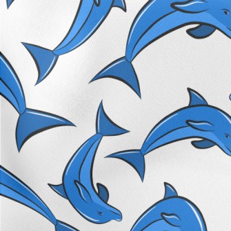 Blue Dolphin Pattern Lightweight Cotton Poplin