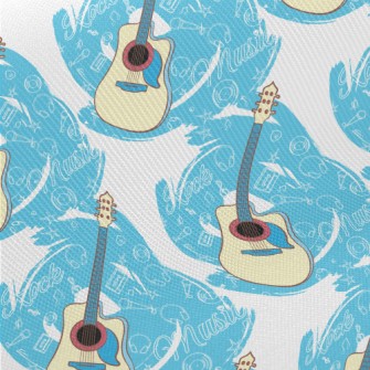 Blue Electric Guitar Midweight Cotton Poplin