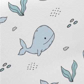 Hand Drawn Cute Whale Midweight Cotton Poplin