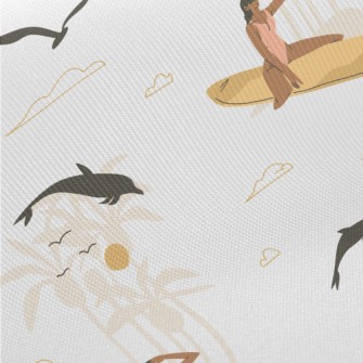 Surfing Season Illustration Midweight Cotton Poplin