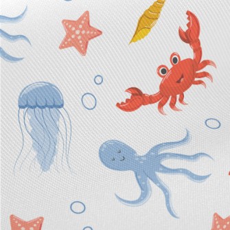 Cute Underwater Animals Midweight Cotton Poplin