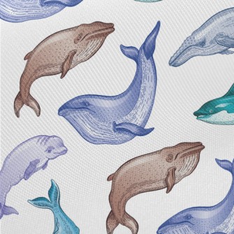 Colorful Whale Illustration Midweight Cotton Poplin