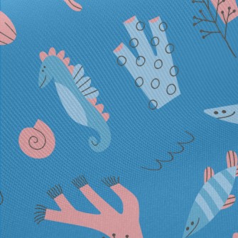 Cartoon Cute Marine Life Midweight Cotton Poplin