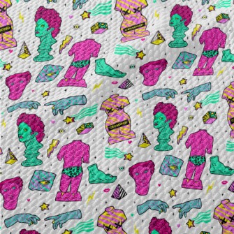 Colorful Abstract Sculptures W Birdseye Piqué