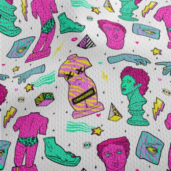 Colorful Abstract Sculptures W Athletic Mesh Flat Back