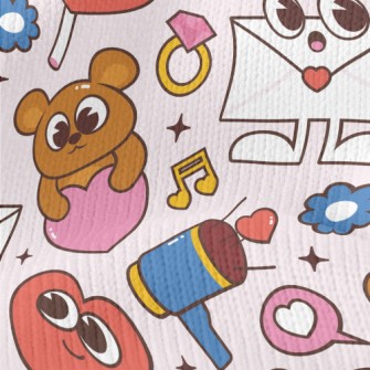 Envelope, Teddy Bear, Heart Ri Stretch Jersey