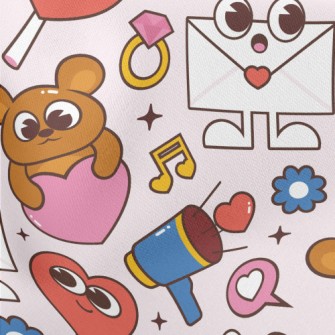 Envelope, Teddy Bear, Heart Ri Lightweight Cotton Poplin