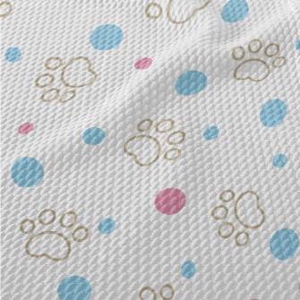 Blue And Pink Dots With Dog Pa Birdseye Piqué