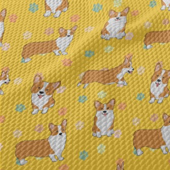 Cute Cartoon Corgi Birdseye Piqué