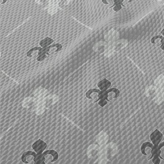 Grey Fleur-de-lis Symbol Birdseye Piqué