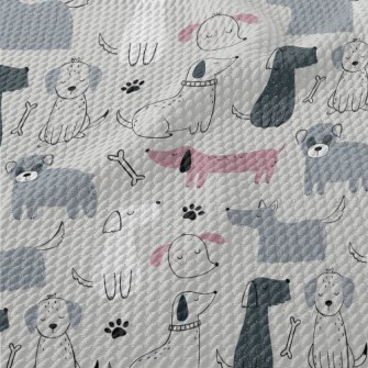 Elegant Hand Drawn Puppy Birdseye Piqué