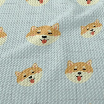 Cute Smiling Shiba Inu Birdseye Piqué