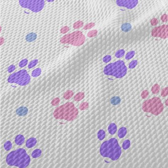 Colored Dog Paw Prints Birdseye Piqué