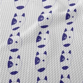 Hand Drawn Blue Dog Birdseye Piqué