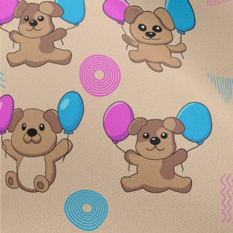 Cute Puppy Holding Balloons Chiffon