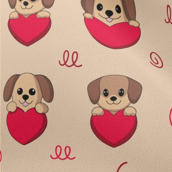 Cute Puppy Holding Love Heart Chiffon