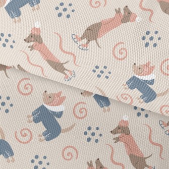 Dachshund Skating In Winter Waterproof Oxford