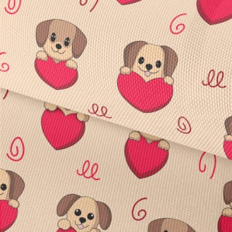Cute Puppy Holding Love Heart Waterproof Oxford