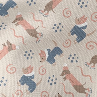 Dachshund Skating In Winter Waterproof Canvas