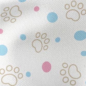 Blue And Pink Dots With Dog Pa Waterproof Canvas
